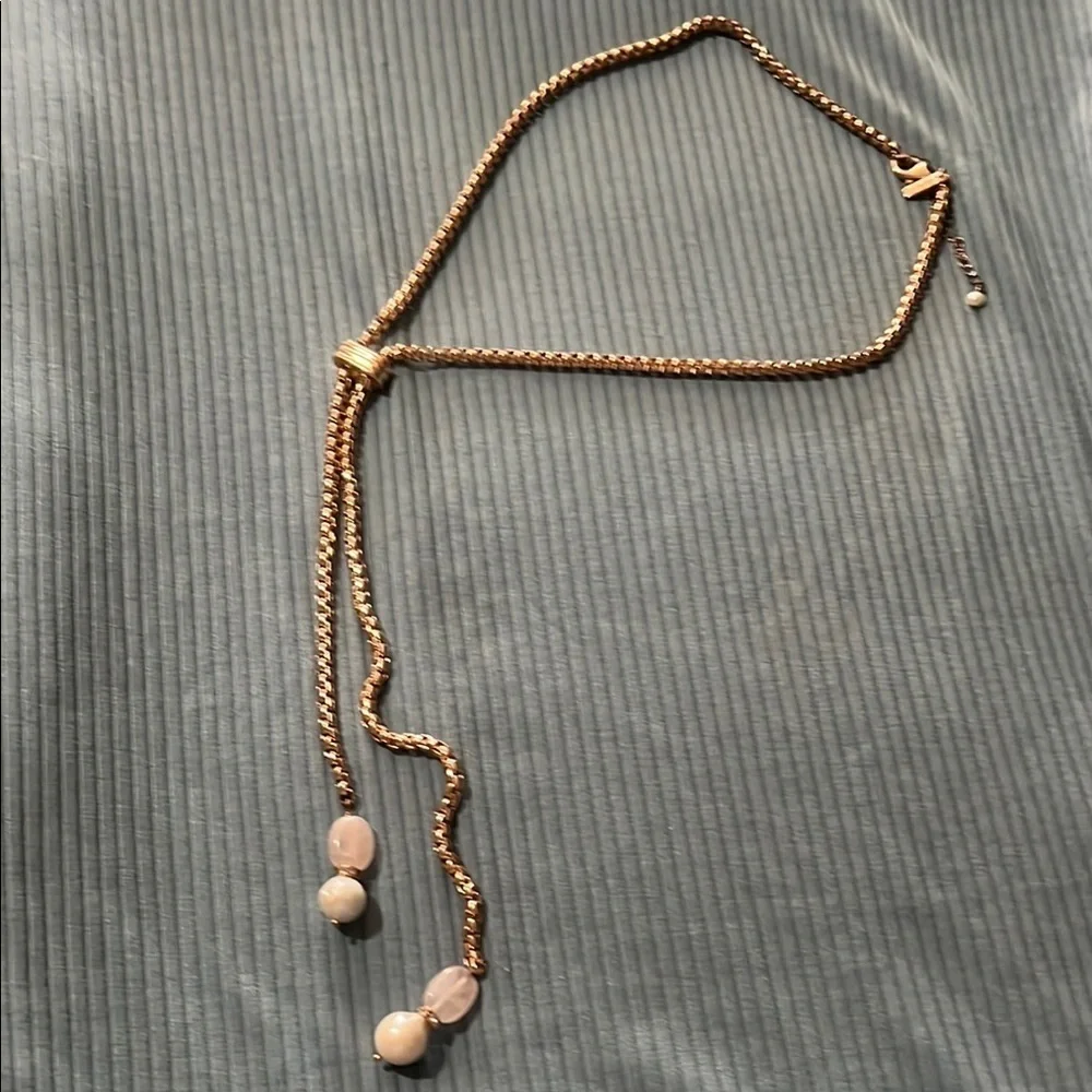 White House Black Market Rose Gold Lariat Necklace